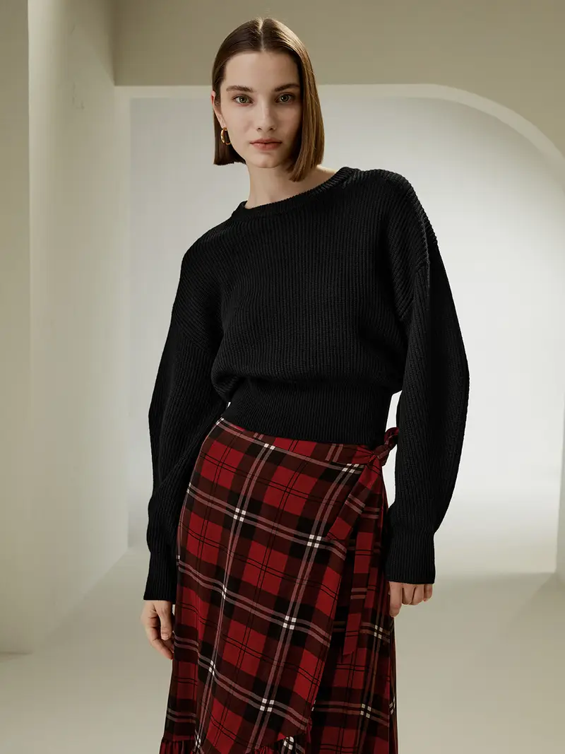 Maglioni 100 Lana Donna Nero Spalle Scese, Vestibilità Rilassata 100% Lana Merino Buon Valore, Rispettoso Della Pelle