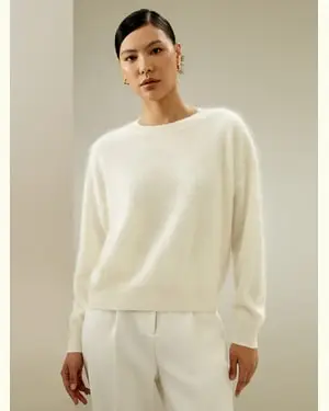 Maglioni Cashmere Collo Rotondo Classico100% Cachemire 100% Cachemire Casual Ma Sofisticata Vestibilità Regolare Bianco