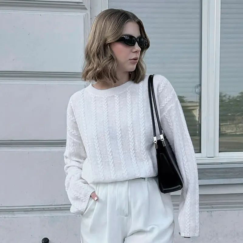 Maglioni Cashmere Donna Bianco Eleganza Senza Sforzo 100% Baby Cashmere Versatile Per Tutte Le Stagioni