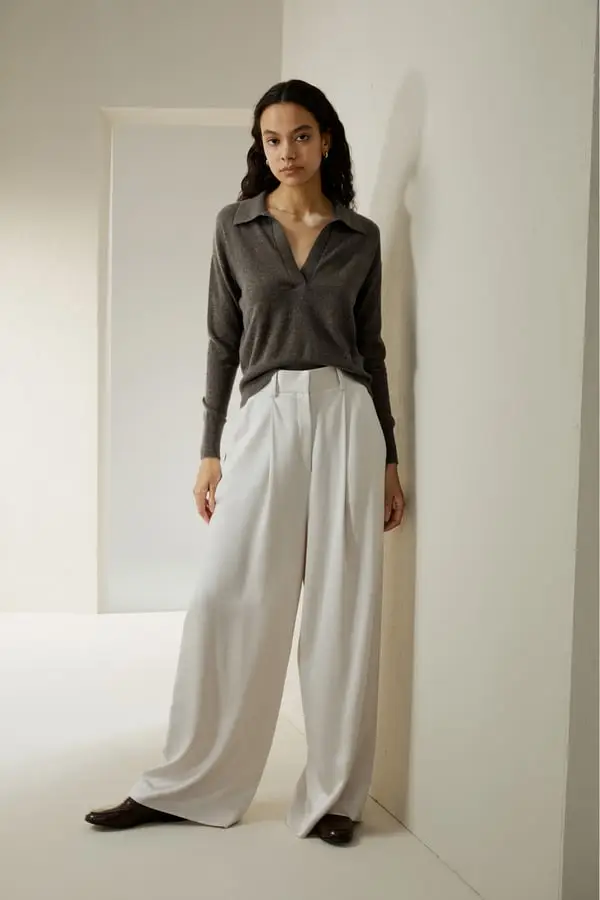 Maglioni Cashmere Donna Caffè I Bordi A Coste Accentuano La Scollatura 100% Cashmere Caldo, Morbido E Delicato Sulla Pelle Caffè