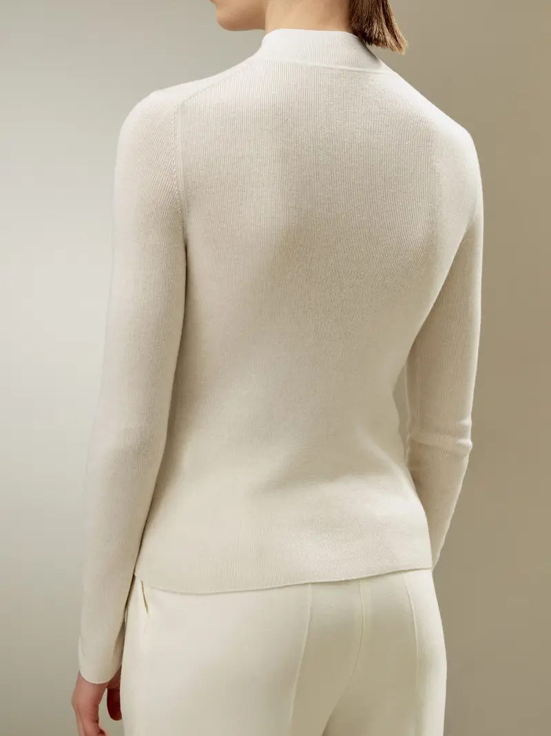 Maglioni Cashmere Donna Mezzo Dolcevitamaniche Lunghemaglia Di Seta Maglia Di Seta Di Facile Manutenzione Ipoallergenico Bianco