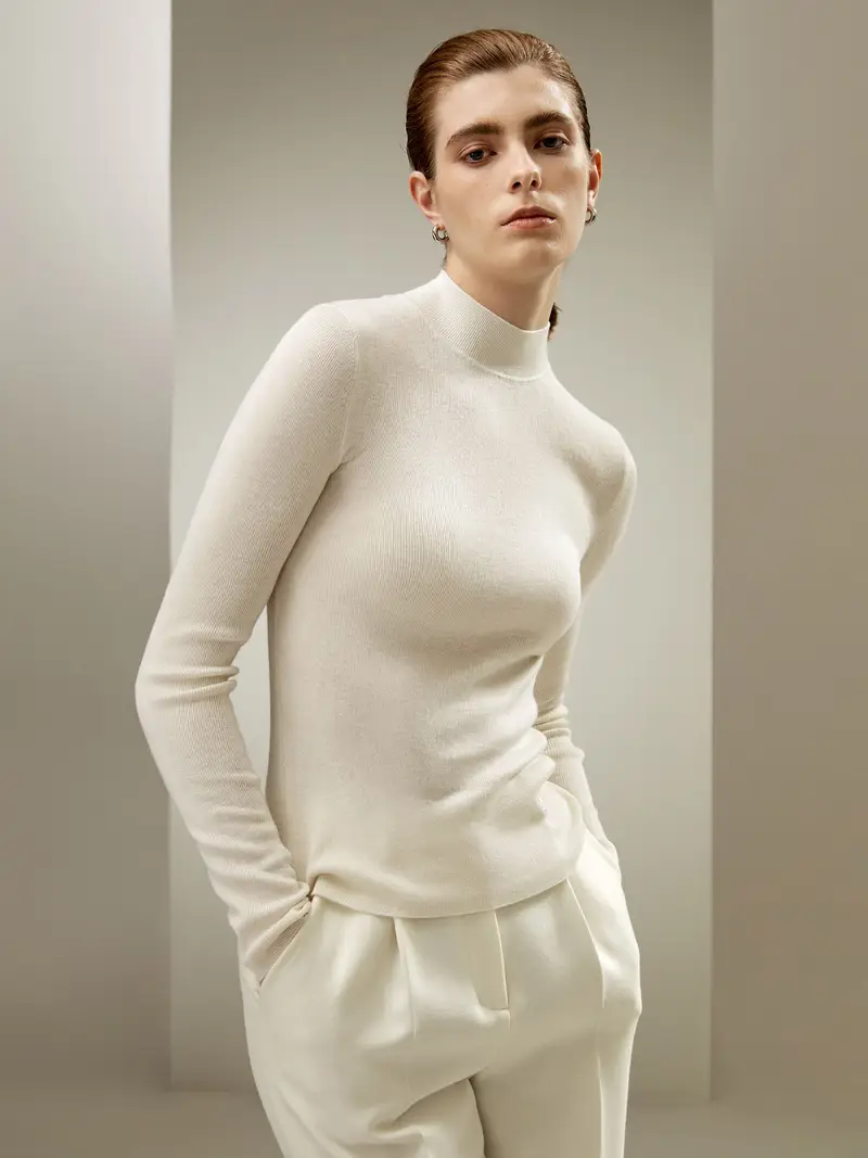 Maglioni Cashmere Donne Caloremisto Cashmere Misto Cashmere Non È Necessario Stirarlo Vestibilità Slim Bianco