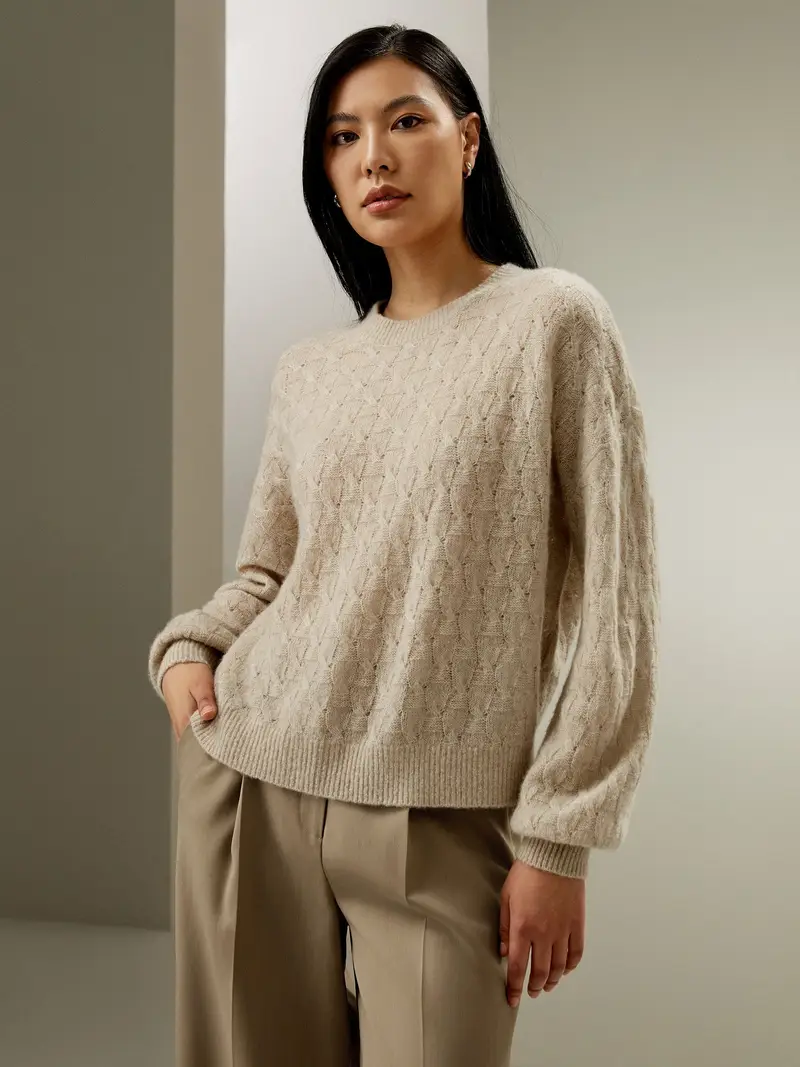 Maglioni Di Cashmere Vestibilità Rilassatamisti Seta-Cashmere Misti Seta-Cashmere Ecologico E Non Tossico Più Ecologica Beige