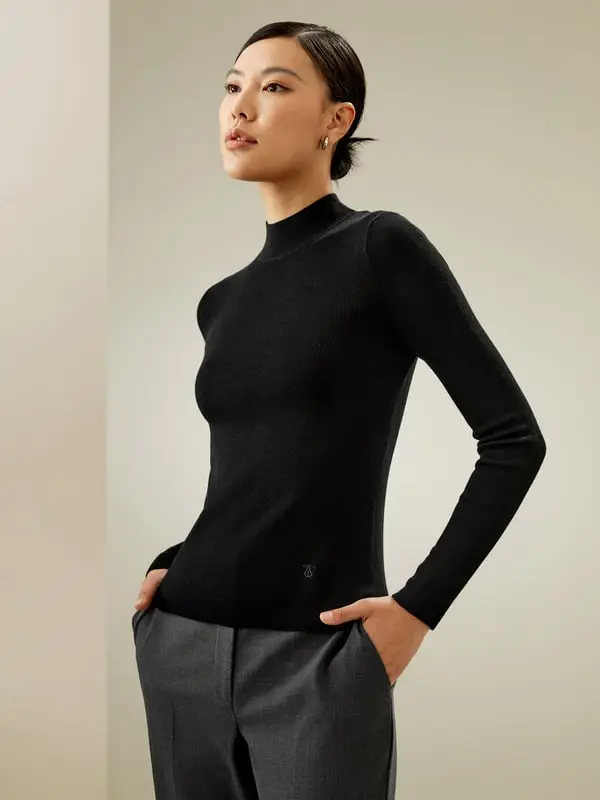 Maglioni In Cashmere Donna Caloremisto Cashmere Misto Cashmere Leggermente Elastica Leggera E Resistente Alle Rughe Nero