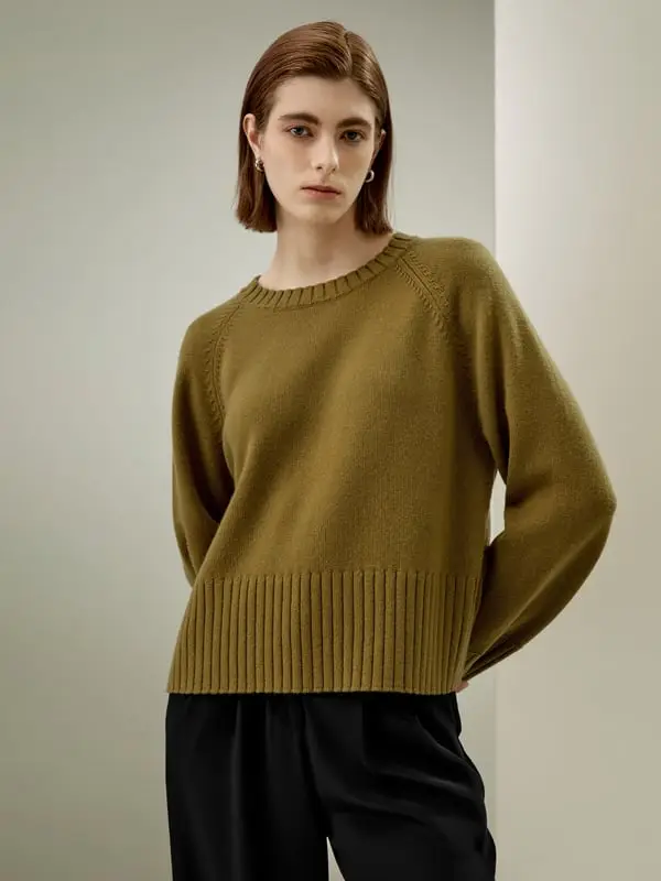 Maglioni Lana Spalla Scesastili A Vita Media Lana Merino E Cashmere Lana Merino E Cashmere Facile Da Abbinare Ipoallergenico Verde Avocado