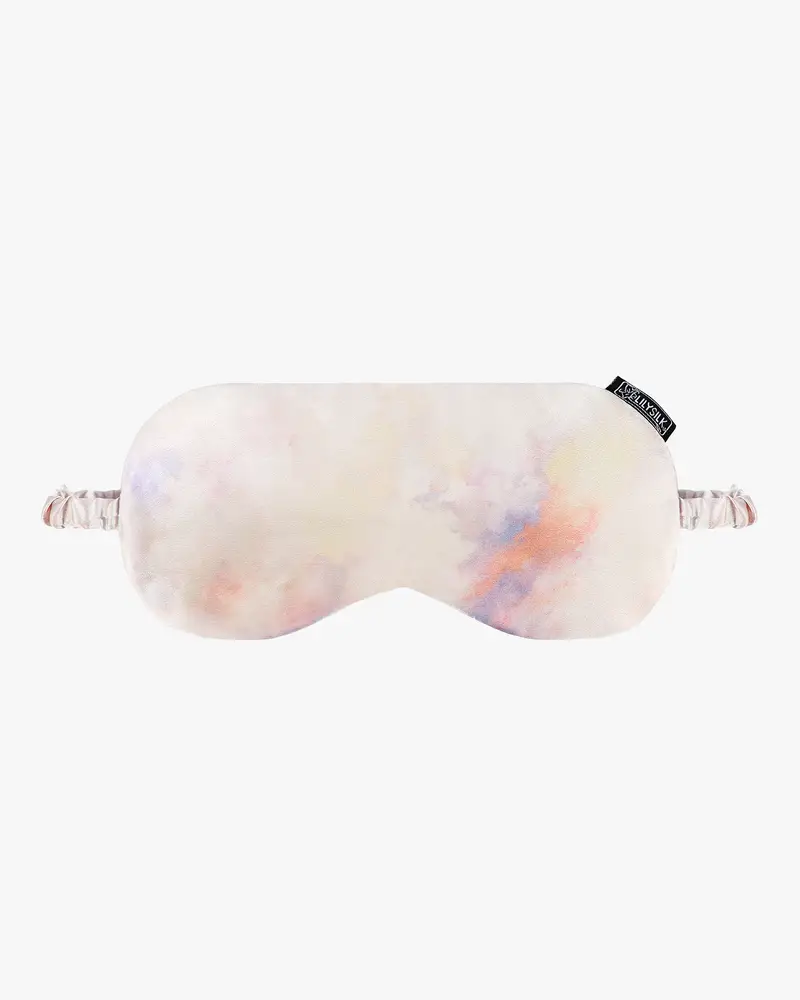 Mascherina Occhi Seta Tie-Dyed Printing Seta Sleep Eye Mask Bianco Naturale Acquerello Rosa Viola
