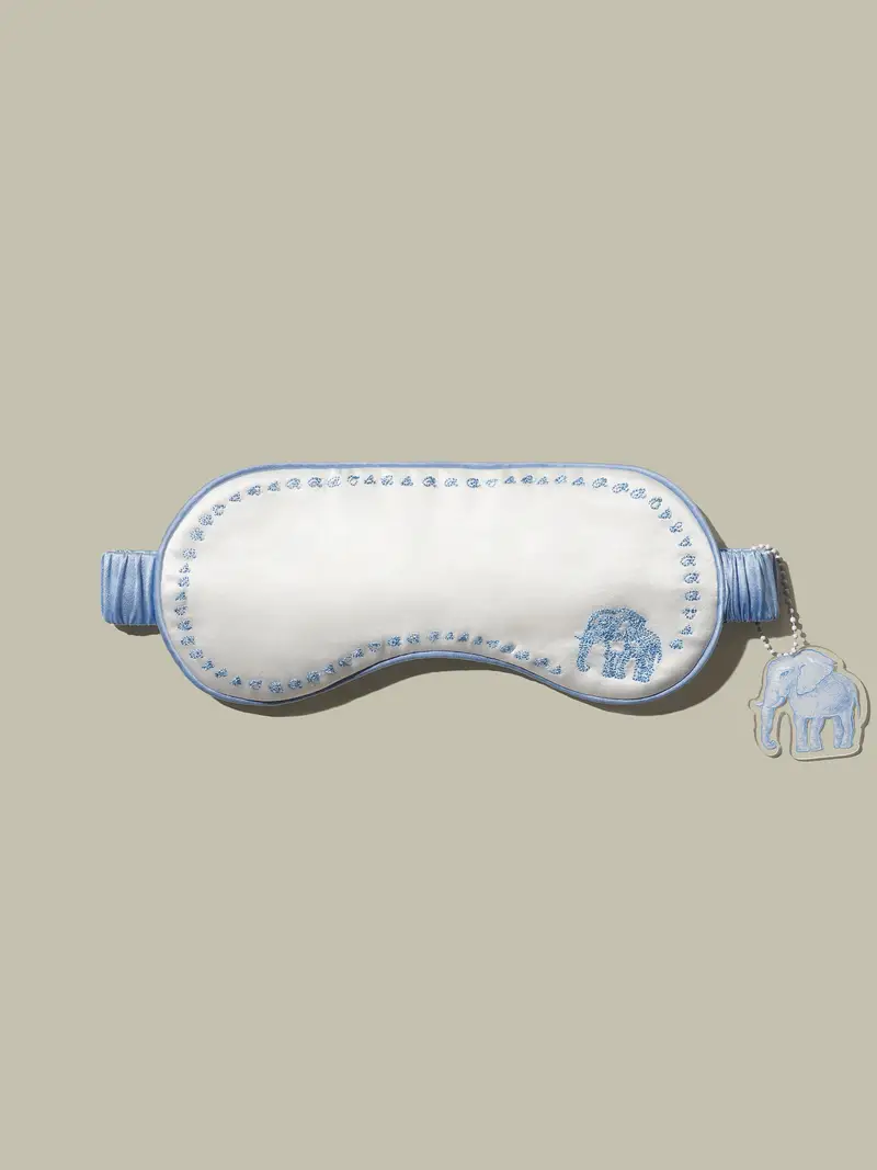 Mascherina Per Dormire Seta Bianco Naturale Ricamo Di Motivi E Lettere 100% Seta Di Gelso Privo Di Sostanze Chimiche Nocive