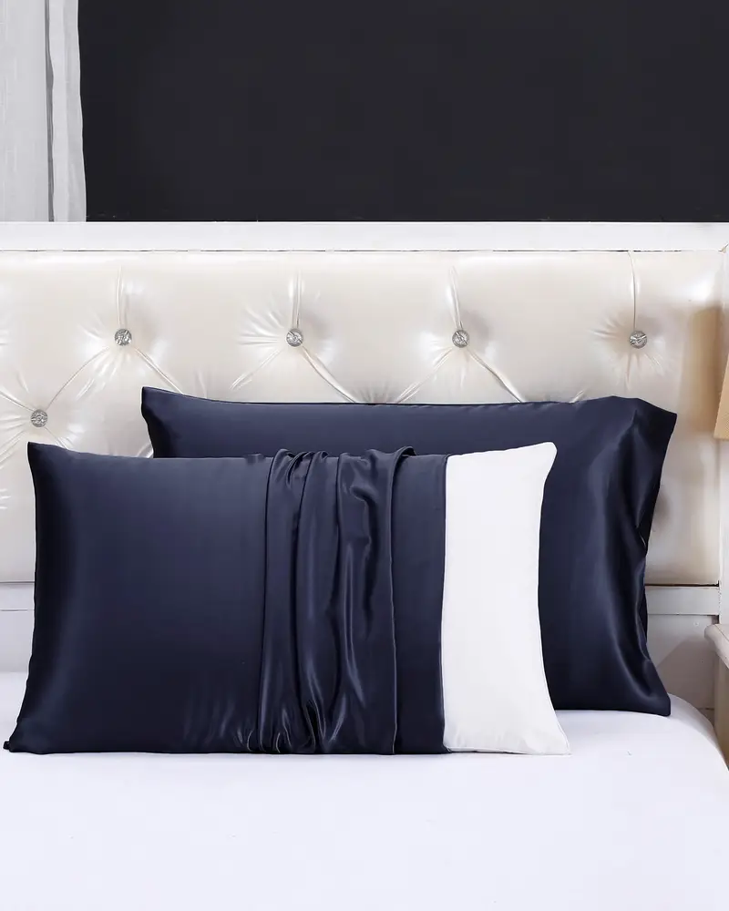 Migliori Federe In Seta Blu-Marino Chiusura A Busta Laterale 25 Momme Seta Perfettamente Adatto Per Clienti Con Le Pelli Sensibili x 80cm