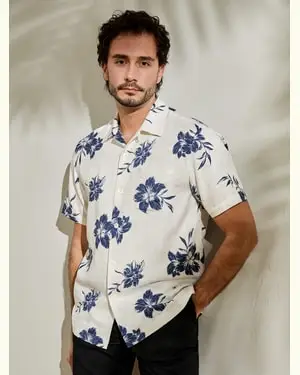 Pantaloncini Uomo Uomo Cintura Regolabile Con Corda Seta Di Gelso Più Ecologica Leggero E Traspirante Stampa Giglio