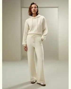 Pantaloni Cashmere Eleganti Vestibilità Regolare100% Cashmere 100% Cashmere Ipoallergenico Casual Athleisure Bianco