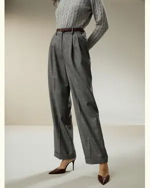 Pantaloni Confort Di Lusso E Vestibilità Fluid100% Lana Australiana 100% Lana Australiana Disponibile In Glen Plaid Piccola