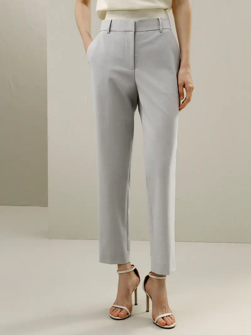 Pantaloni Di Seta Donna Pantaloni Corti Lana Merino Italiana Premium Un'Atmosfera Classica Grigio