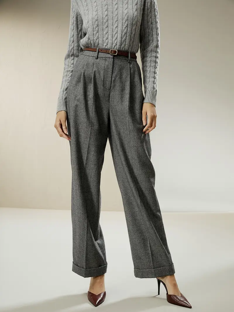 Pantaloni Donna Glen Plaid Stile Classico, Vestibilità Regolare 100% Lana Naturalmente Traspirante E Fresco