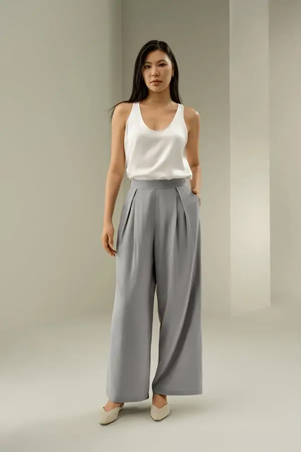 Pantaloni Gaucho Seta 18 Momme Grigio 20 e Comodi