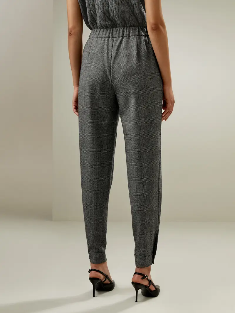 Pantaloni In Lana Fibbie Regolabili Alla Caviglialana Pettinata Fine Lana Pettinata Fine Comoda Temperatura Regolabile Glen Plaid