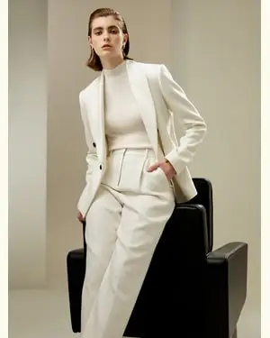 Pantaloni In Seta Eleganti Doppio Pettolana E Seta Lana E Seta Ecologico E Non Tossico Traspirante, Ipoallergenico Bianco Naturale