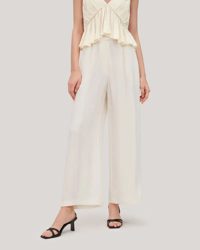 Pantaloni Seta Bianco Vestibilità Morbida, Pantaloni Di Media Rissa 30 Momme Seta Delicato Sulla Pelle E Traspirante