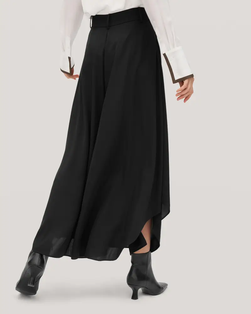 Pantaloni Seta Donna Nero Gamba Larga, Vestibilità Regolare 100% Seta Di Gelso Confortevole E Amichevole Per Le Persone Allergiche