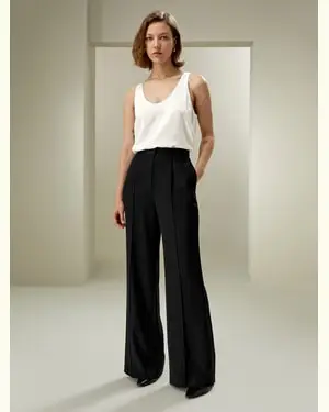 Pantaloni Seta Eleganti Donna Pantaloni Formali Con Un Tocco Di Classelussuoso Tessuto Di Seta Lussuoso Tessuto Di Seta Nero