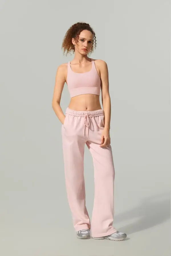 Pantaloni Sportivi Stride Seamflow Rosa Cipria - Comfort Setoso SILKERRY Taglio Dritto Vita Elastica