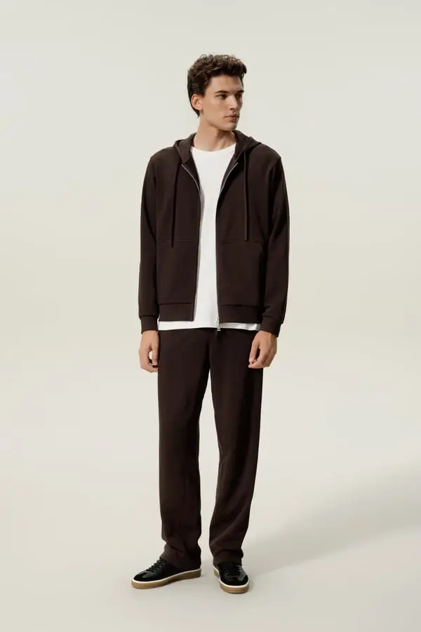 Pantaloni Sportivi Uomo Silkerry in Seta a Gamba Dritta Comodi Espresso