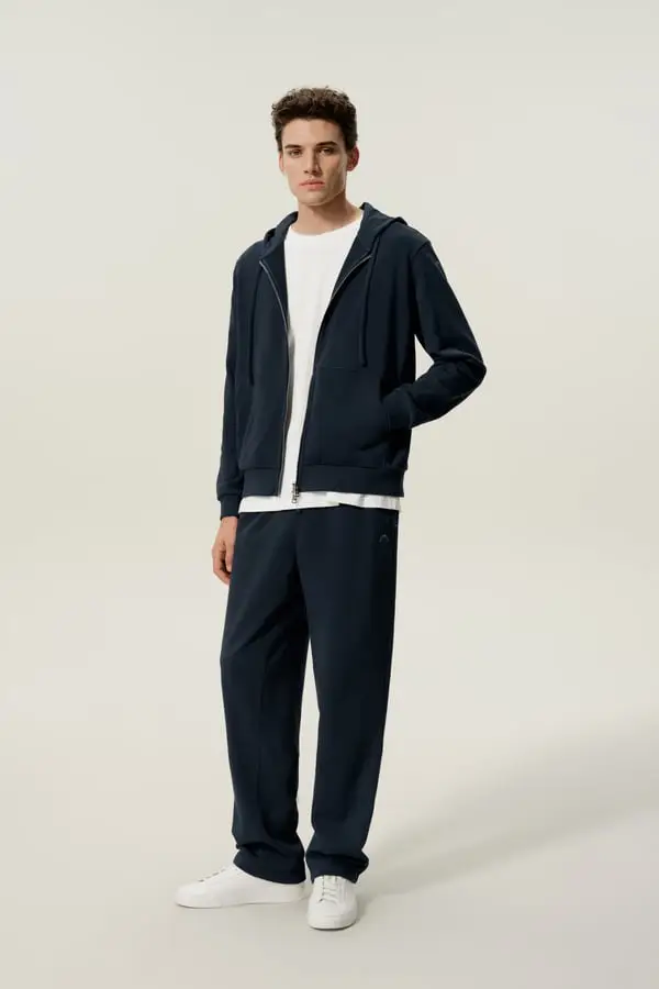 Pantaloni Uomo Dritti in Seta SILKERRY Morbidi e Sportivi Blu-Marino