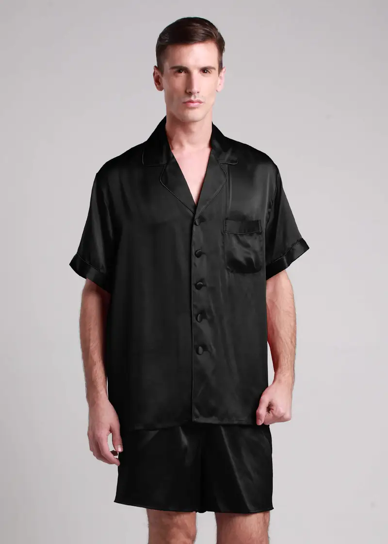 Pigiama Donna In Seta Uomini Nero Seta Charmeuse Allegri E Traspiranti Comodo Elegante Per Le Persone Allergiche