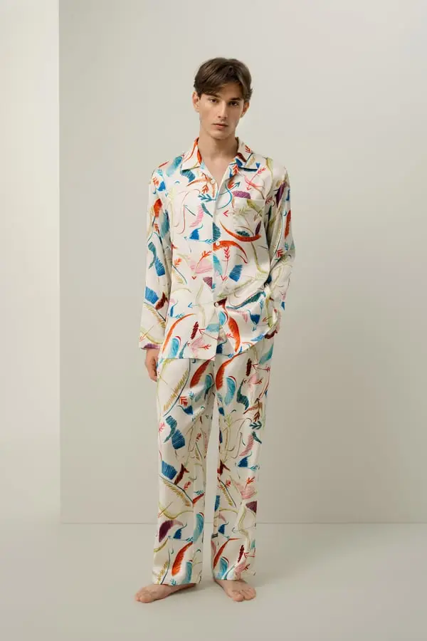 Pigiama Seta Uomo Sagittario - Stampa Zodiacale, Traspirante e Comodo