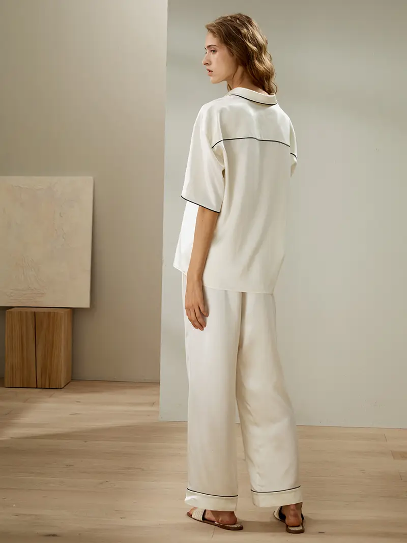 Pigiami Seta Bianco 100% Seta Naturale Pacchetto Regalo Affascinante Lucido Per Le Persone Allergiche