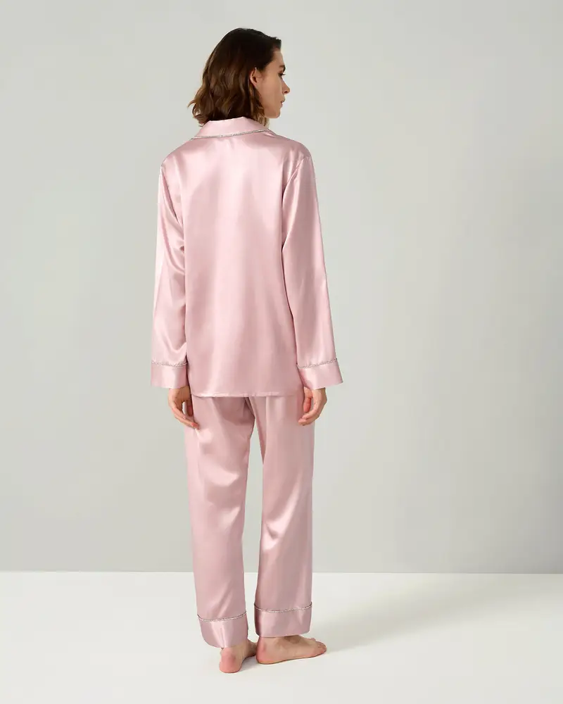 Pigiami Seta Rosa Seta Charmeuse Oeko-Tex Standard 103 Affascinante Vestibilità Ampia Più Duraturo E Più Rispettoso Dell'Ambiente Rosa rosato