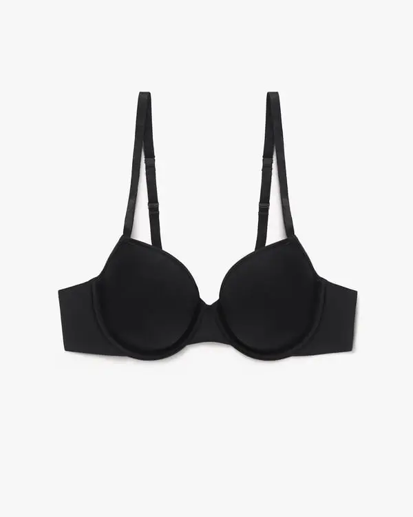 Reggiseno Classico Liscio Nero 2C½ in Seta Morbida Traspirante con Coppe Lisce - Supporto e Comfort