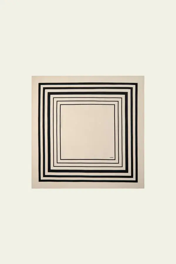 Sciarpa Di Seta Stampata Geometrica Crêpe De Chine Di Seta A Doppio Strato Crêpe De Chine Di Seta A Doppio Strato Cammello