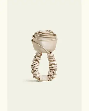 Scrunchie In Seta Con Rosetta Charmeuse Di Seta Lavata Al Sabbia100% Seta 100% Seta Design Ispirato Alle Rose Oro Di Ghiaia