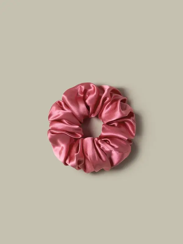 Scrunchies Seta Rosa Rubino Elastico Di Seta 100% Seta Charmeuse Capelli Senza Grovigli