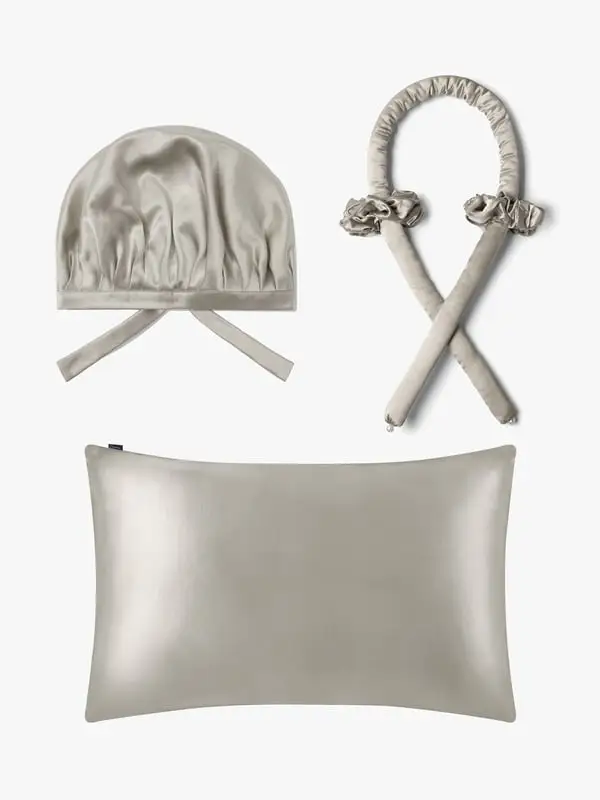 Set Bellezza Seta Capelli Argento Grigio, Anti-crespo, Morbido, 50x75cm Grigio argento