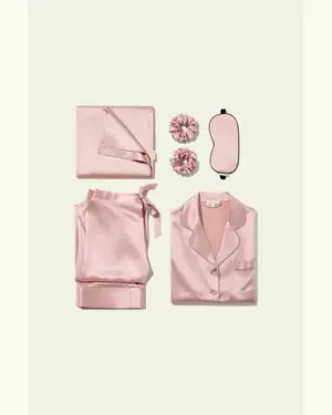 Set Di Autoaccudimento Per Il Sonno In Seta Di Lusso Rosa Rosato
