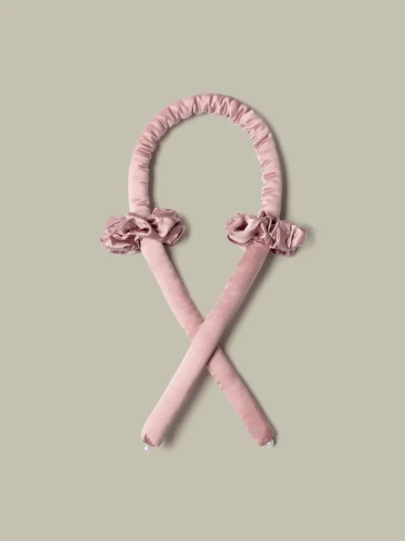 Set Fascia Arricciante In Seta E Elastico Per Capelli Rosa Rosato