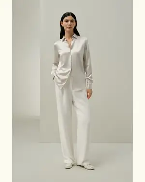 Seta Camicie Donne Eleganti Femmina Colletto Ampio E Bottoni A Conchiglia Fungo Gelso 100%. Naturalmente Antibatterico Chiaro Grigio