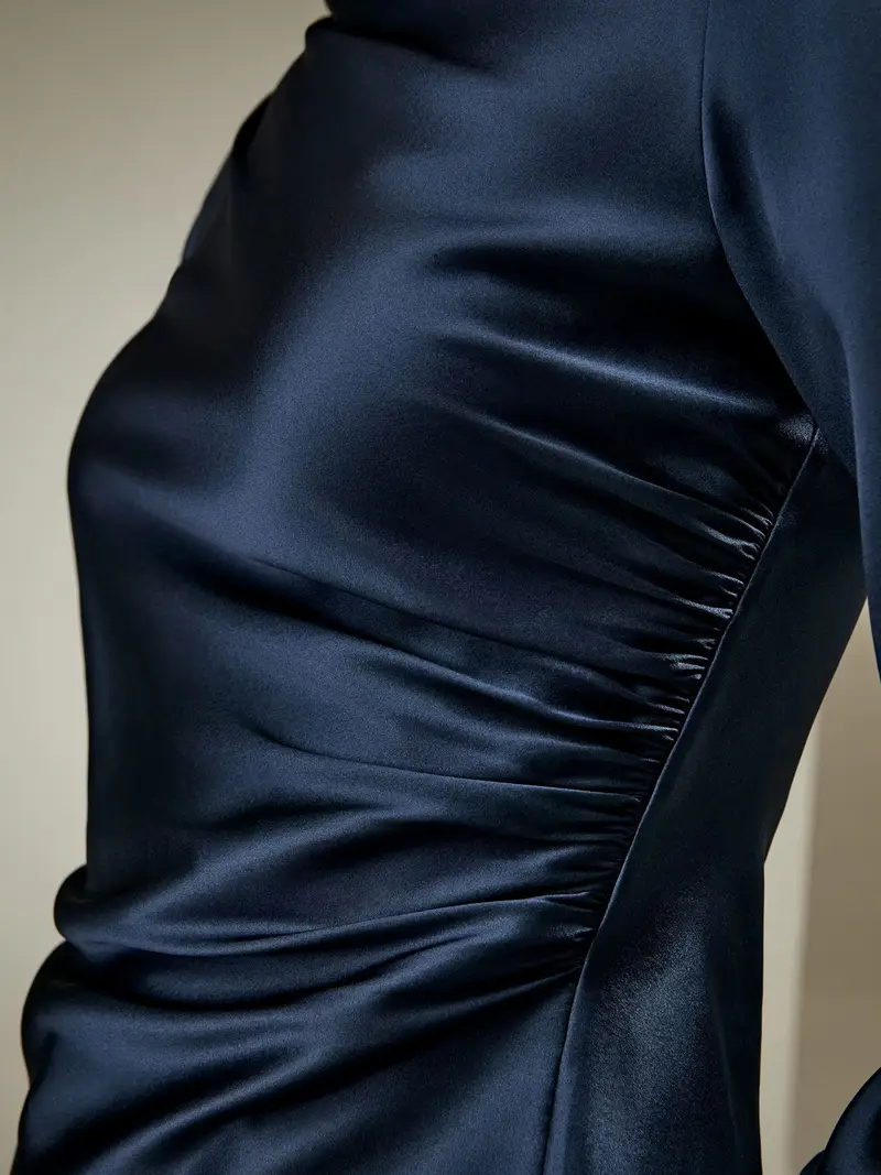 Seta Camicie Donne Mezzo Dolcevitacollo Semi-Altoseta Di Alta Qualità Seta Di Alta Qualità Vestibilità Slim Traspirante Leggero Blu-Marino