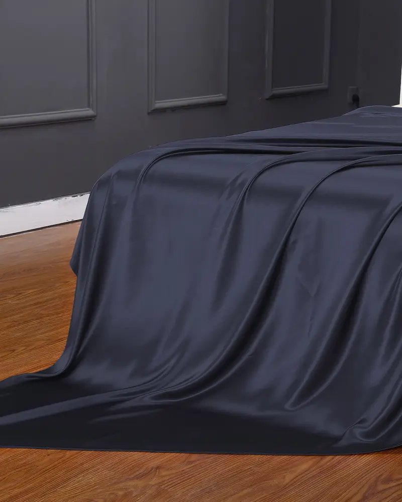 Seta Lenzuola Blu-Marino Senza Cucitura, Tocco Morbido Seta Efficace Nel Trattamento Dei Problemi Legati Al Sonno