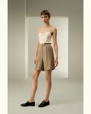 Short Sportivi Donna Di Facile Manutenzioneseta 30%, Lana 70% Seta 30%, Lana 70% Elegante Ma Informale Cachi