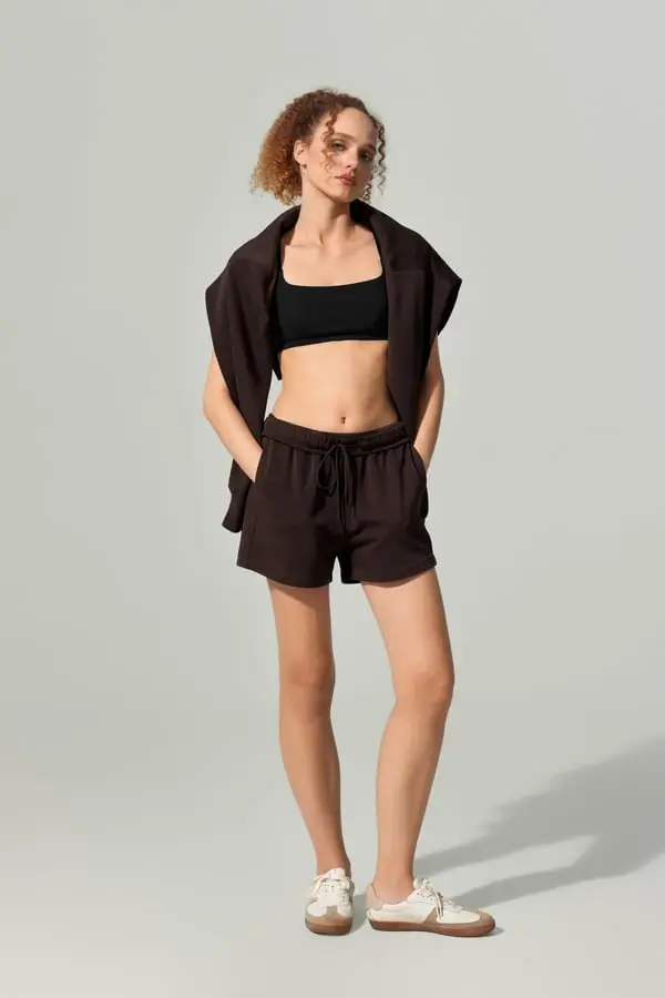 Shorts Lounge Porchlight Espresso Donna in Seta Freschi Traspiranti con Tasche