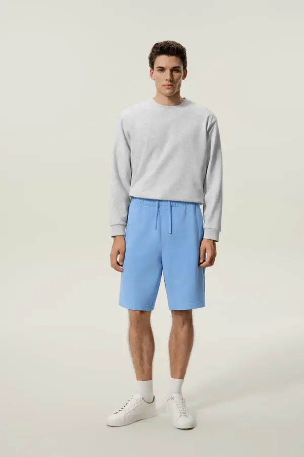 Shorts Uomo Estivi in Seta SILKERRY Traspiranti con Tasche Blu Laguna