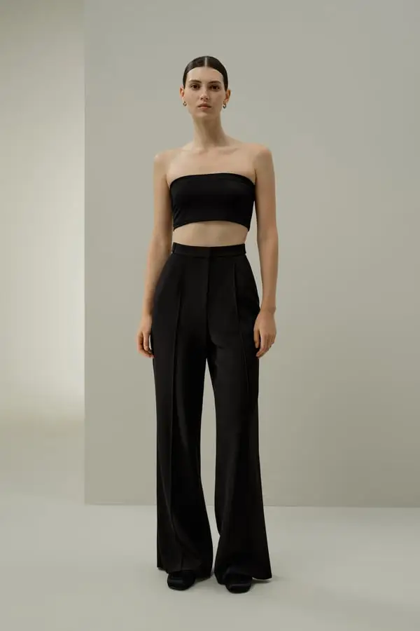 Top Bandeau Seta Nero Elegante e Fresco in Jersey Silk Breeze