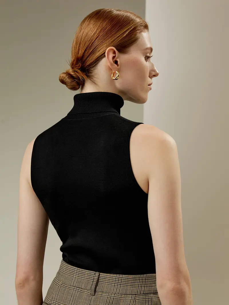 Top Di Seta Versatile Può Essere Indossatomaglia Di Seta Maglia Di Seta Più Ecologica Leggera E Resistente Alle Rughe Nero