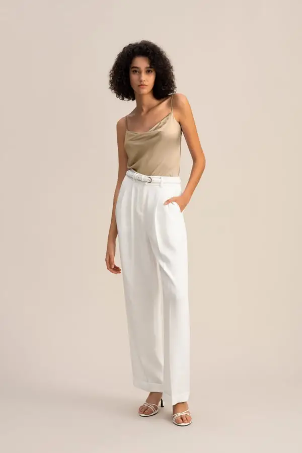 Top In Seta Femmina Vestibilità Regolare Fungo Gelso 100%. Ecologico E Non Tossico Cammello Chiaro