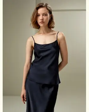 Top In Seta Spalline Regolabili100% Seta 100% Seta Disponibile In Blu Notte Petite