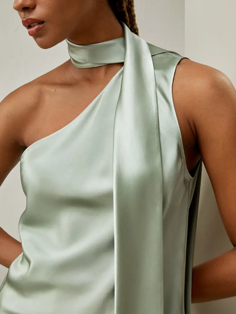 Top In Seta Verde Acqua Stile Individuale Ed Eleganza Moderna 100% Seta Naturale Un Tocco Di Eleganza Nella Vostra Vita