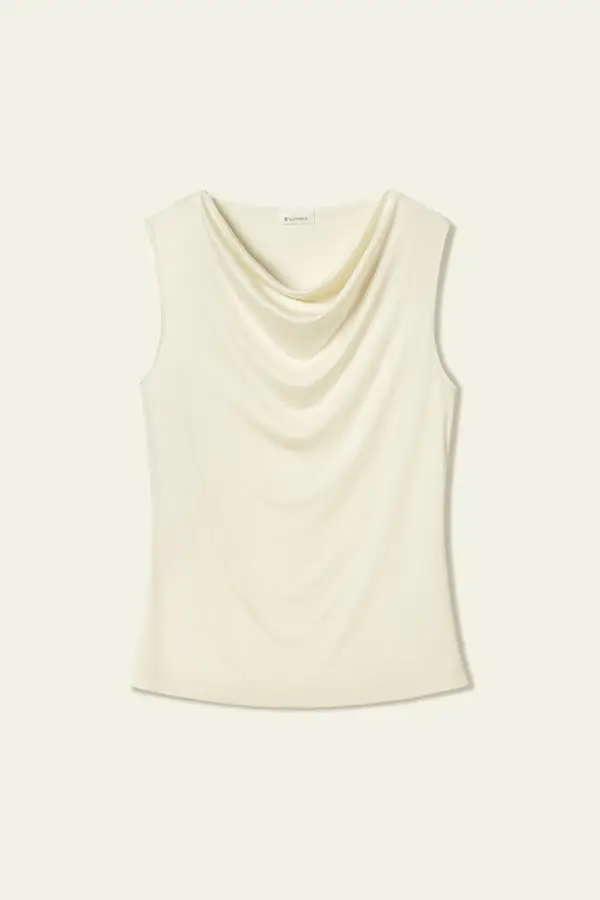 Top Jersey Seta Collo Drappeggio Bianco - Elegante e Traspirante Giglio Bianco