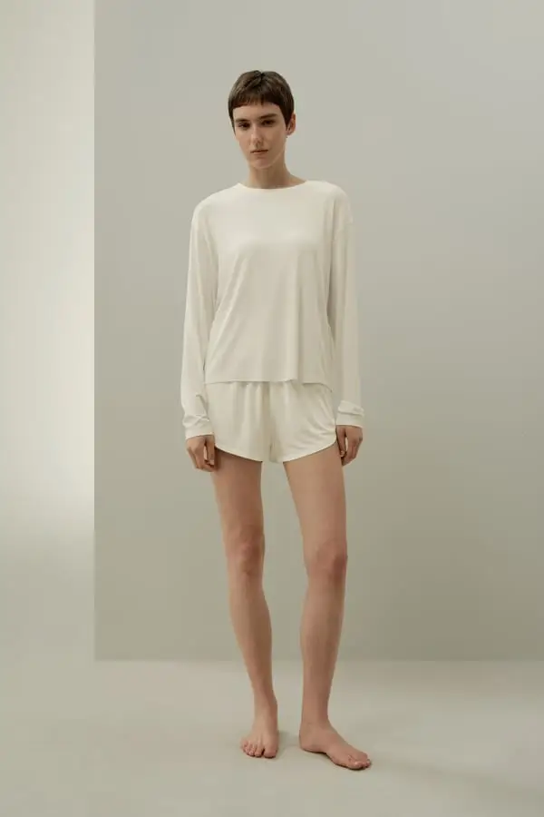 Top Jersey Silk Breeze Bianco Morbido e Leggero per Relax in Seta Giglio Bianco